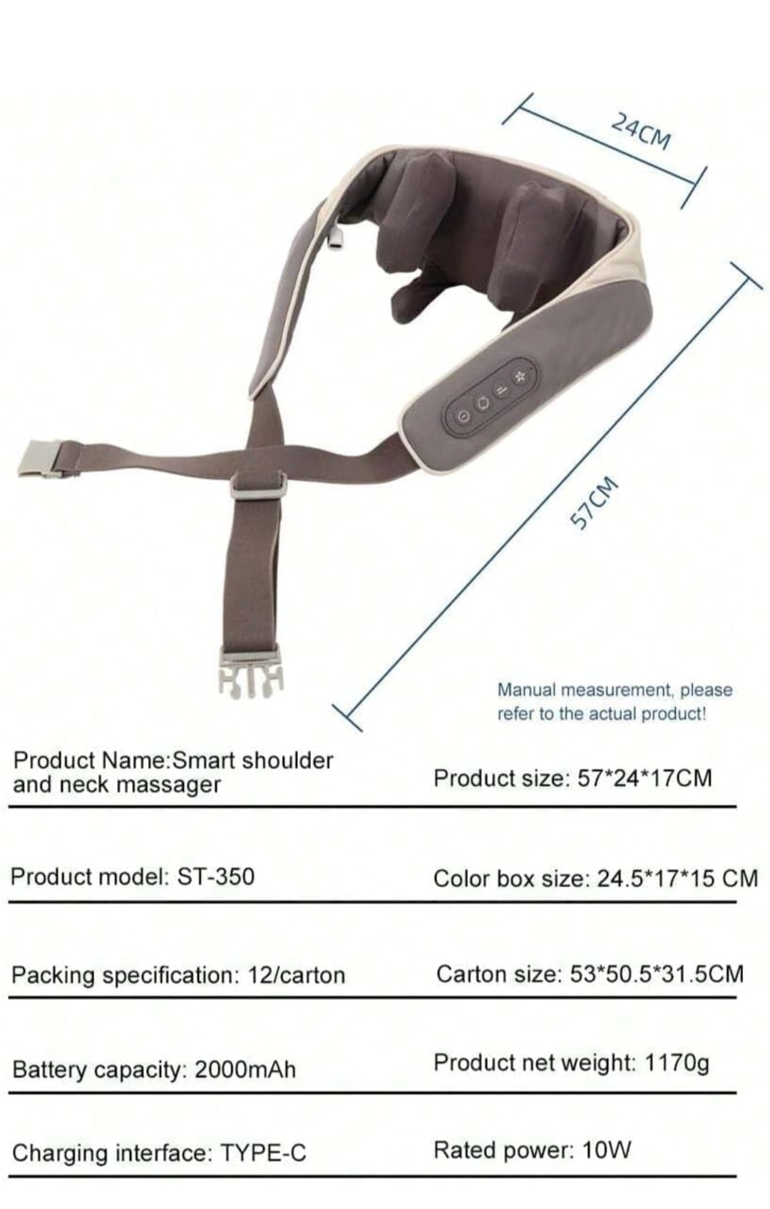 Masajeador Shiatsu para cuello y espalda